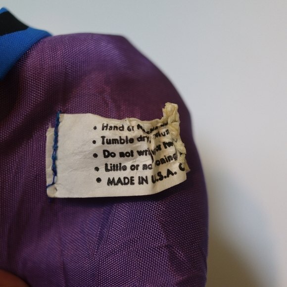 Vintage Royal Blue Black Floral Print Long Sleeve Knee Length Dress 1980s USA - Picture 15 of 15